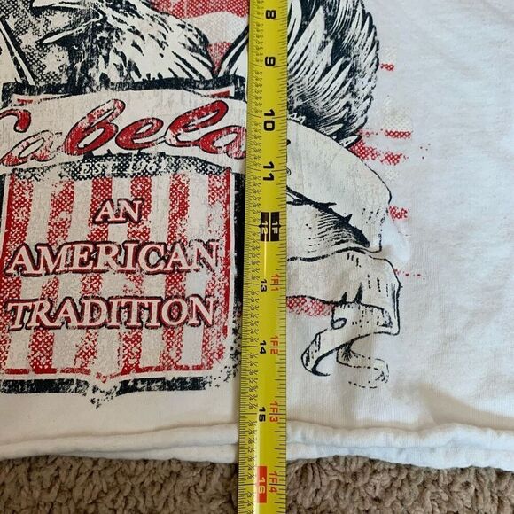 Cabela’s White Cropped Short Sleeve GM Medium Tee T Shirt Eagle Flag - Picture 7 of 7